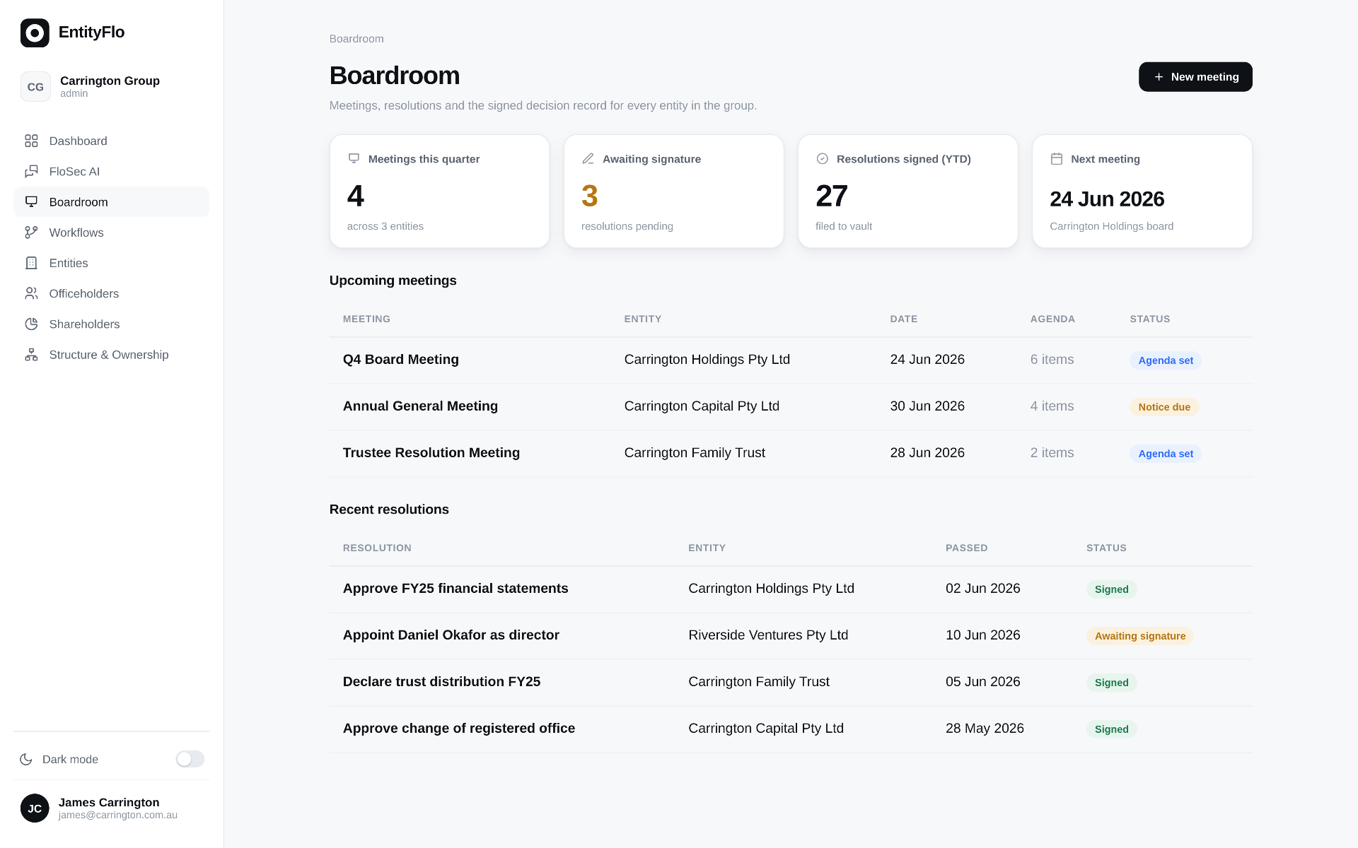EntityFlo product preview