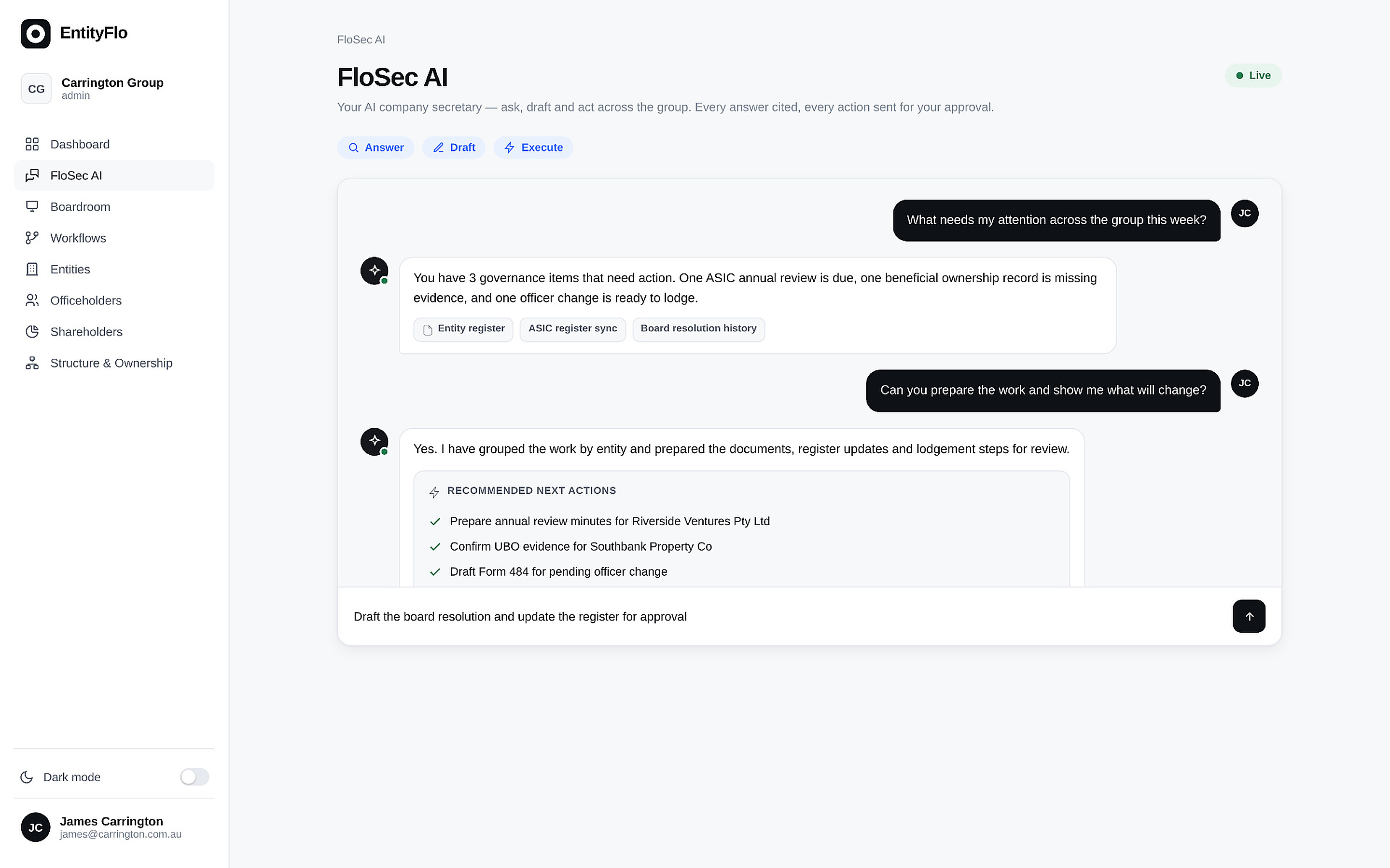 EntityFlo product preview